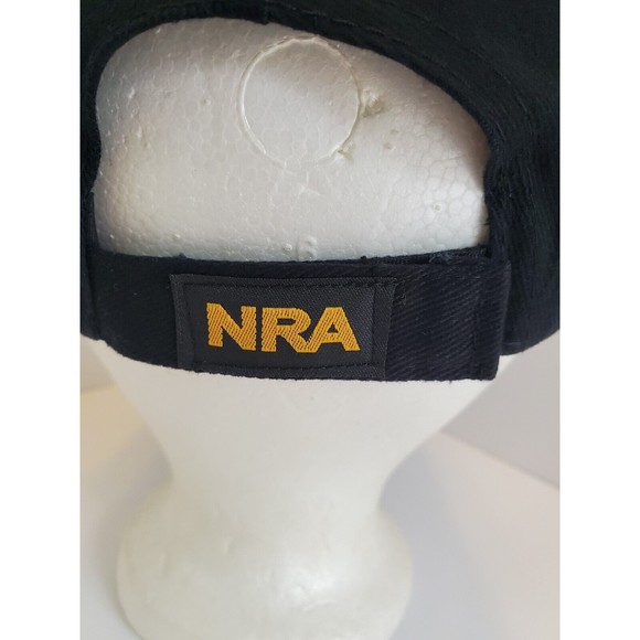 NRA NWOT Solid Black/ Yellow Script Hunting Gun Club Hook & Loop baseball cap - Picture 5 of 9